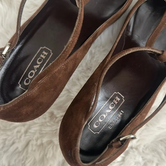 Coach Women's Brown Suede Heels - Picture 2 of 6